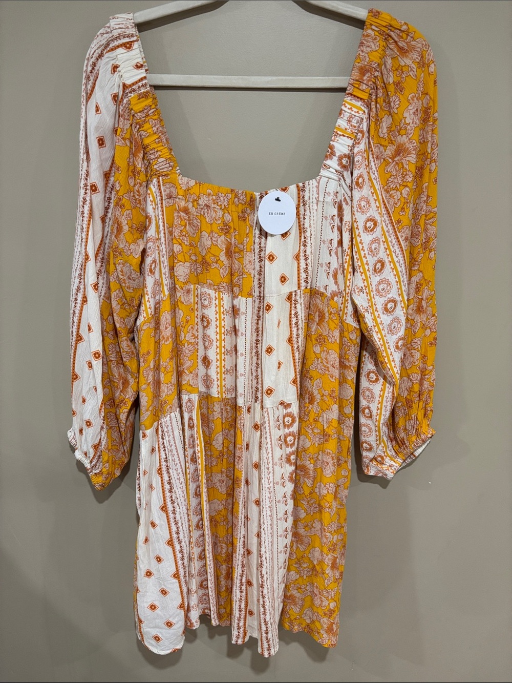 NWT En Creme balloon sleeve boho dress